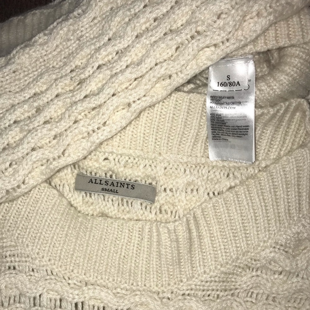 All Saints Wool Cashmere Chunky Cable Knit Sweater - Picture 6 of 8